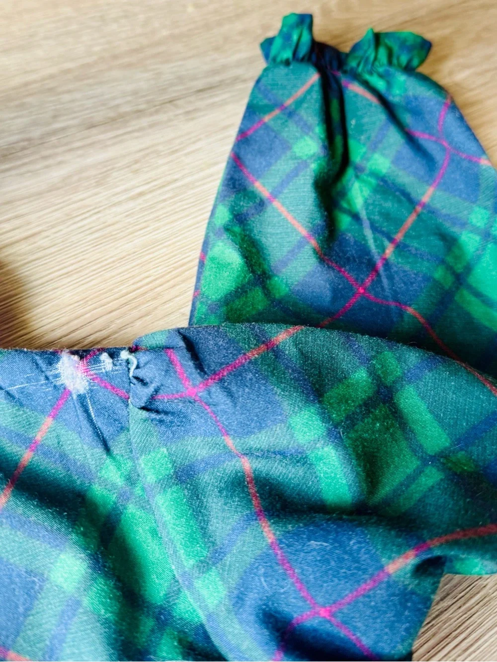 Cecil & Lou - Green Plaid Smocked one piece  with White Ruffle Collar